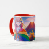 Anime Meisje met LGBTQIA+ Cape Mok (Voorkant links)