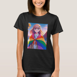 Anime Meisje met LGBTQIA+ Cape T-shirt