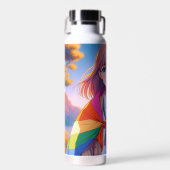 Anime Meisje met LGBTQIA+ Cape Waterfles (Voorkant)