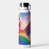Anime Meisje met LGBTQIA+ Cape Waterfles (Achterkant)