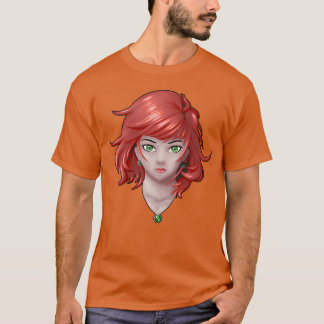 Anime meisje met mooie sieraden in kleur jongen t-shirt