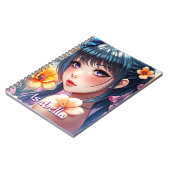  anime meisje met narcissen gepersonaliseerd notitieboek (Linkerzijde)