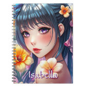  anime meisje met narcissen gepersonaliseerd notitieboek (Voorkant)