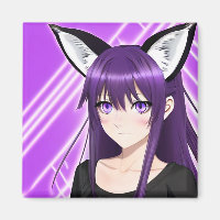 Anime meisje met paars haar en ogen