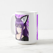 Anime Meisje met Paarse Haar en Ogen Koffiemok (Voorkant links)