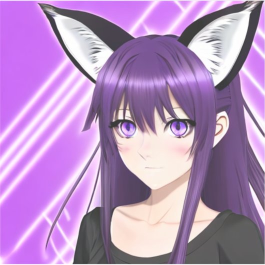 Anime Meisje met Paarse Haar en Ogen Sticker (Voorkant)