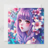  anime meisje met Paarse haren Kaart (Voorkant)