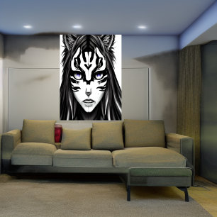 Anime meisje met paarse ogen   AI Art Poster