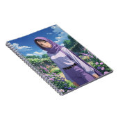 Anime meisje met Paarse sjaal Notitieboek (Rechterzijde)