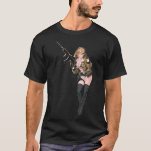 anime meisje met pistool t-shirt