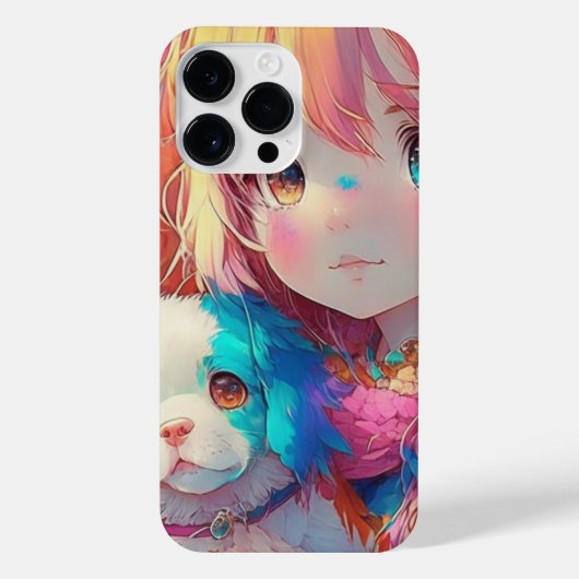 Anime Meisje met Puppy iPhone Hoesje (Achterkant)