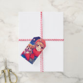 Anime Meisje met Puppy Kerstmis Cadeaulabel (Met Touw)