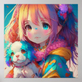 Anime meisje met puppy poster (Voorkant)