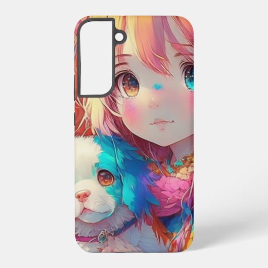Anime Meisje met Puppy Samsung Galaxy Hoesje (Achterkant)