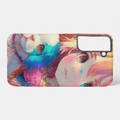 Anime Meisje met Puppy Samsung Galaxy Hoesje (Achterkant horizontaal)