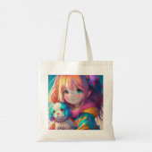 Anime Meisje met Puppy Tote Bag (Achterkant)