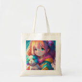 Anime Meisje met Puppy Tote Bag (Voorkant)