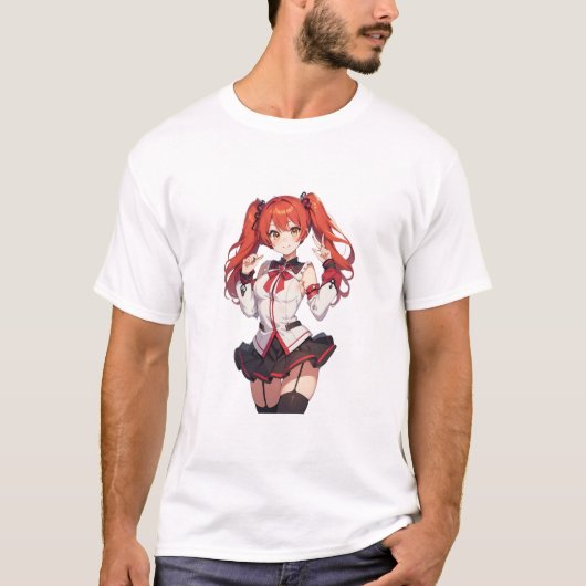 Anime meisje met rood haar t-shirt (Voorkant)