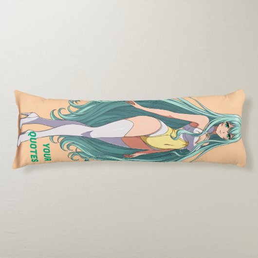 Anime meisje met turquoise haar lichaamskussen (Voorkant)