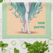Anime meisje met turquoise haar theedoek (Gevouwen)
