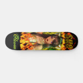 Anime-meisje met vuurvliegende skateboard (Horizontaal)