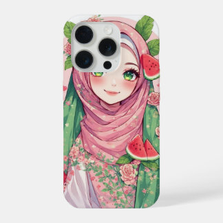 Anime Meisje met Watermeloen – Bloemige iPhone 15 Pro Case