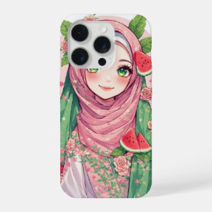 Anime Meisje met Watermeloen – Floral iPhone 15 Ho Pro Case
