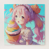 Anime Meisje met Whimsical Cupcake Legpuzzel (Verticaal)