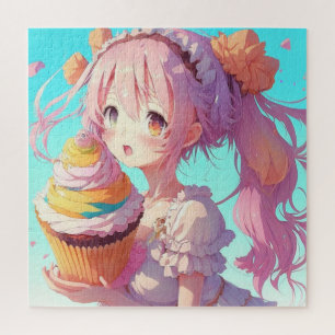Anime Meisje met Whimsical Cupcake Legpuzzel