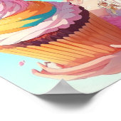 Anime Meisje met Whimsical Cupcake Poster (Hoek)
