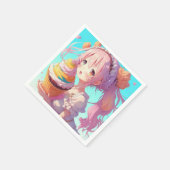 Anime Meisje met Whimsical Cupcake Verjaardag Servet (Hoek)
