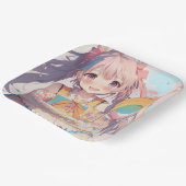 Anime Meisje met Whimsical Verjaardag Papieren Bordje (Gebogen)