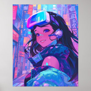 Anime Meisje Metaverse VR Poster