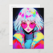 Anime meisje moderne kleurrijke kunst briefkaart (Voorkant / Achterkant)