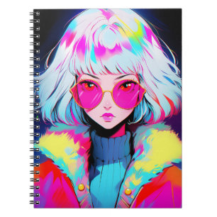 Anime meisje moderne kleurrijke kunst notitieboek