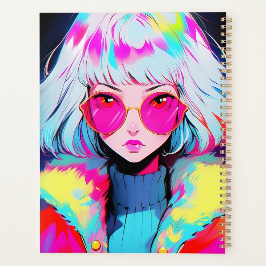 Anime meisje moderne kleurrijke kunst planner (Achterkant)