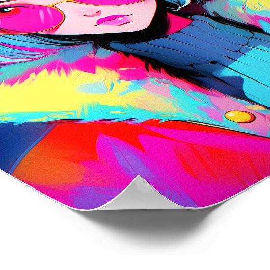 Anime meisje moderne kleurrijke kunst poster (Hoek)