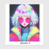 Anime meisje moderne kleurrijke kunst sticker (Vel)