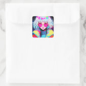 Anime meisje moderne kleurrijke kunst vierkante sticker (Tas)