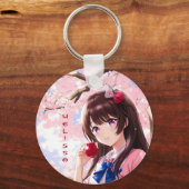 Anime Meisje Naam toevoegen Sleutelhanger (Achterkant)