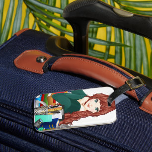 Anime Meisje & Onderwijs met Konijn Reizen Bagagelabel