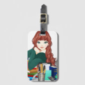 Anime  Meisje & Onderwijs met Konijn Reizen Bagagelabel (Voorkant (verticaal))