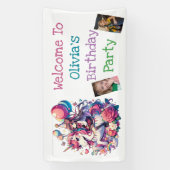 Anime Meisje op Eenhoorn Verjaardag Gepersonalisee Spandoek (Verticaal)