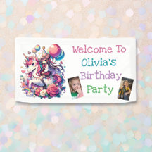 Anime Meisje op Eenhoorn Verjaardag Gepersonalisee