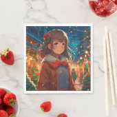 Anime Meisje op Kerstmis of Oud en Nieuw Servet (Insitu)