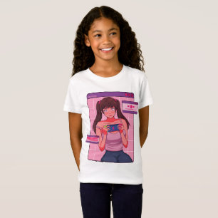 Anime Meisje op Telefoon T-shirt