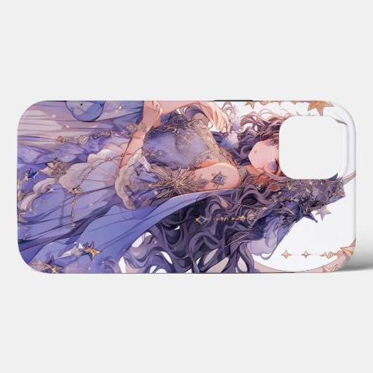 Anime Meisje Paarse Maan Prinses Fantasy Kunst Case-Mate iPhone Case (Achterkant (horizontaal))