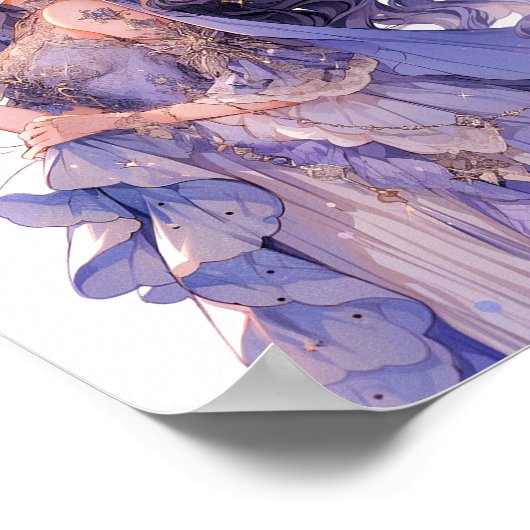 Anime Meisje Paarse Maan Prinses Fantasy Kunst Poster (Hoek)