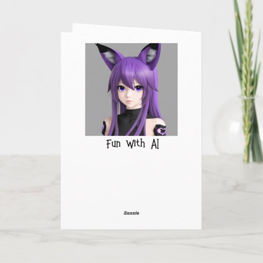 Anime Meisje Paarse Verjaardag Gepersonaliseerd Kaart (Achterkant)