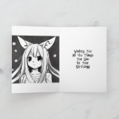 Anime Meisje Paarse Verjaardag Gepersonaliseerd Kaart (Binnen)